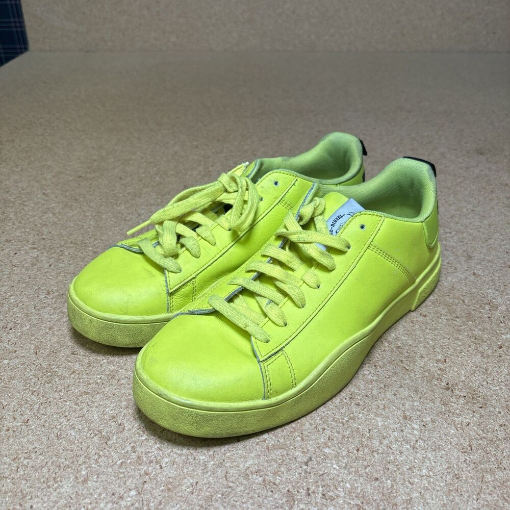 Diesel S-Clever Low Sneakers Men 10 US 43 EU Neon Yellow Belly Leather